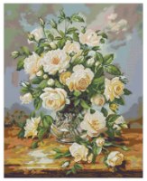 תמונת אבני שיבוץ - פרחים לבנים 40X50