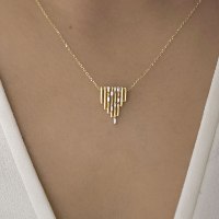 שרשרת ותליון זהב 14 קראט 0.08 קראט יהלומים 89043 - מחיר מבצע! 