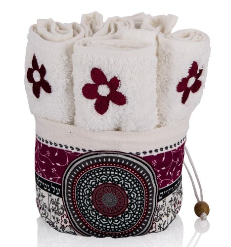 סט שישיית מגבות ידיים דגם פרח