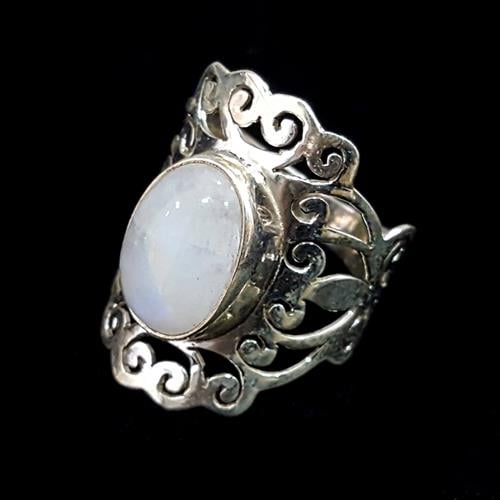 טבעת כסף משובצת אבן מונסטון RG7039 | תכשיטי כסף 925