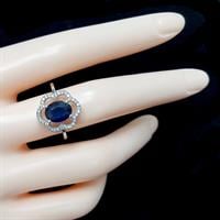 טבעת כסף משובצת אבן זרקון כחולה וזרקונים קטנים RG5644 | תכשיטי כסף 925 | טבעות כסף