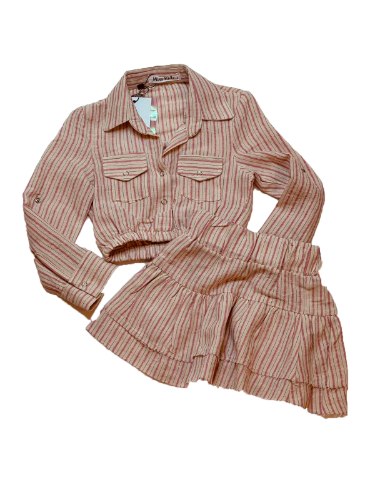 חליפת חצאית MISS KIDS פסים ורוד 2-16