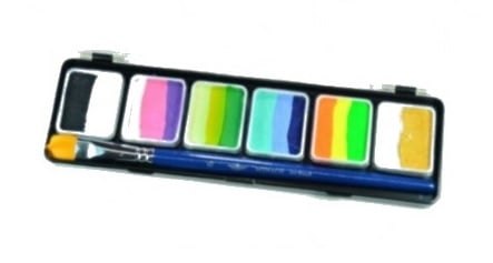 פלטה 6 צבעי מים ריינבו #2 + מכחול (36 גר')