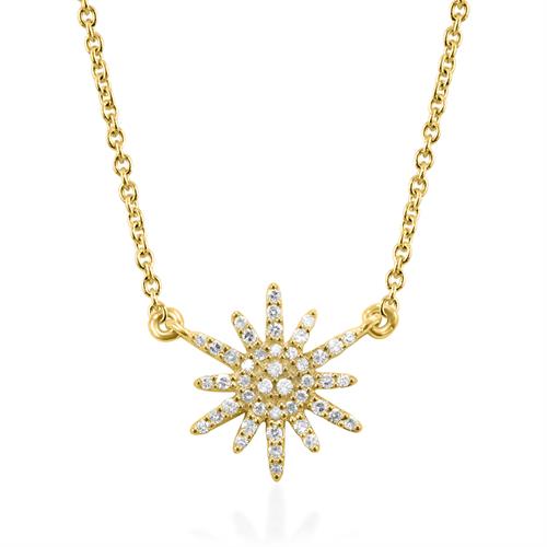 תליון ושרשרת זהב צהוב 14 קראט כוכב משובץ יהלומים