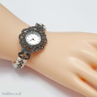 שעון מכסף מעוצב פנינים משובץ מרקזטים SH3270 | תכשיטי כסף