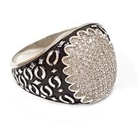 טבעת כסף לגבר משובצת זרקונים ועיטורים RG9911