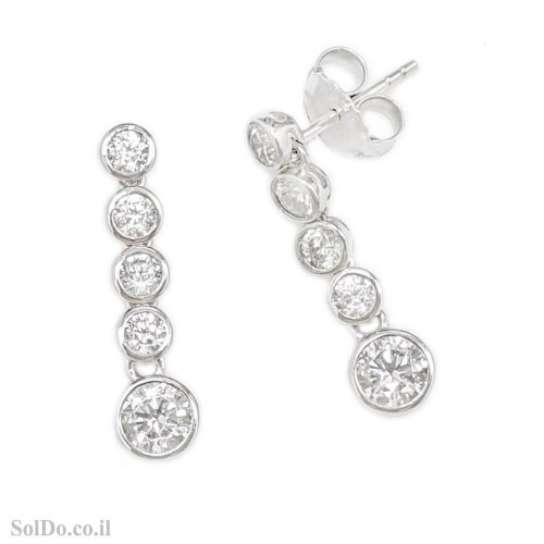 עגילים מכסף תלויים משובצים אבני זרקון A8879 | תכשיטי כסף 925