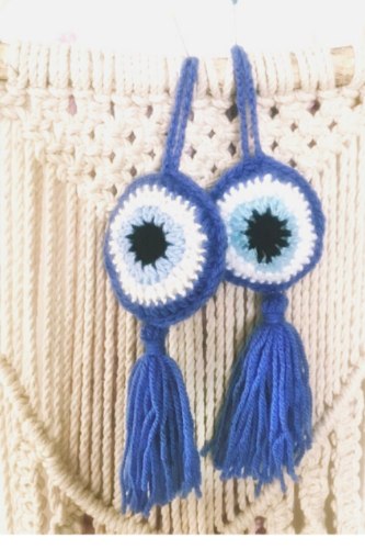 מתלים של  עין כחולה העין הטובה בשילוב כחול רויאל - סט זוגי של שתי עיניים