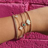 צמיד עין הרעה עשיר ונוצץ משובץ יהלומים ואבן טורקיז