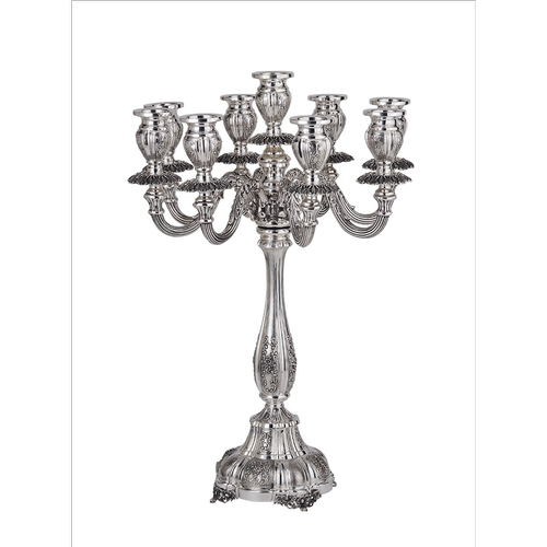 קנדלברה 9 קנים כסף טהור דגם ויטראז רקוע