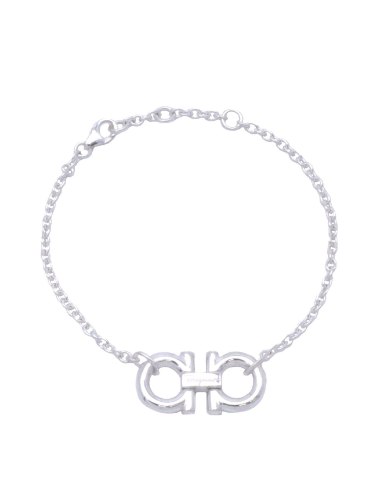Salvatore Ferragamo  925 silver double gancini chain bracelet