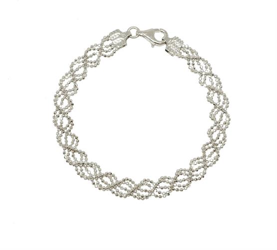 צמיד זהב לבן כדורי לאישה 14 קראט