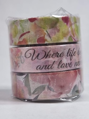 מארז וואשי טייפ A2G - פרחים כתמתם וכיתוב 1X10