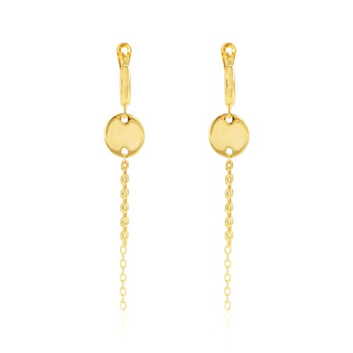 עגילי תליון עגול זהב נתלים