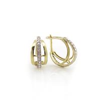 עגילי חצי חישוק מזהב משובצים שורה זרקונים