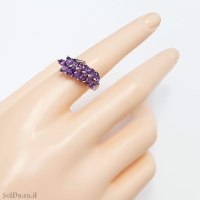 טבעת מכסף משובצת אבני אמטיסט  RG6310 | תכשיטי כסף 925 | טבעות כסף