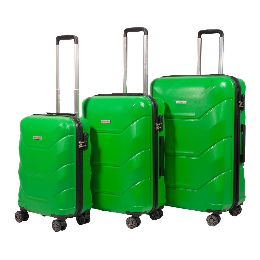 סט 3 מזוודות קשיחות איכותיות SWISS  - צבע ירוק