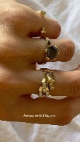 טבעת מונה זהב 14 קראט ויהלומים לבנים