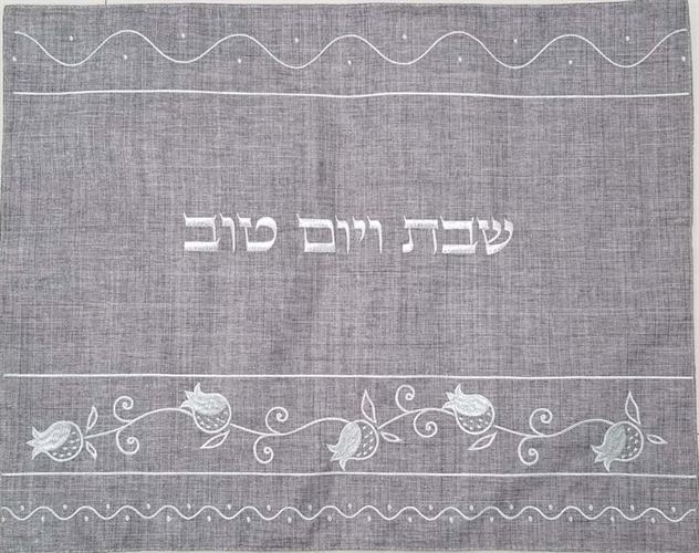 כיסוי חלה אפור נצנץ רימונים