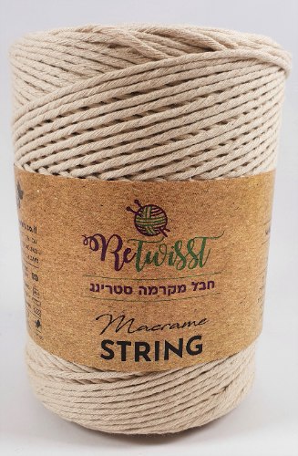 חוט מקרמה סינגל סטרינג  2 מ"מ 300 מ' 500 גר' - טיבעי