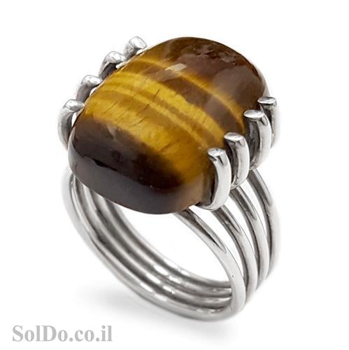 טבעת כסף משובצת אבן עין הנמר RG5995