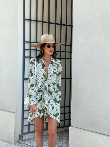 שמלת גולדן הדפס ירוק