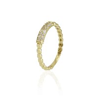 טבעת מעוצבת בשילוב זרקונים בזהב 14 קראט 