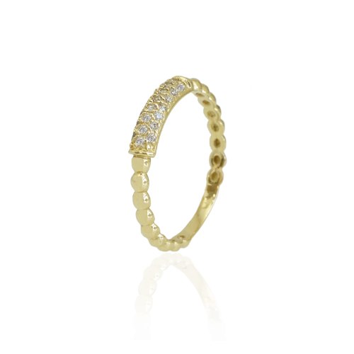 טבעת מעוצבת בשילוב זרקונים בזהב 14 קראט 