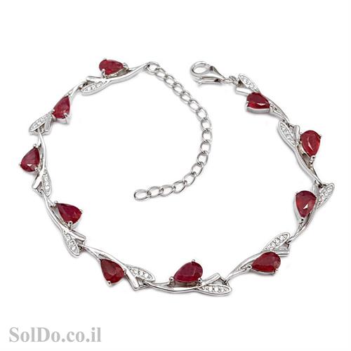 צמיד מכסף משובץ אבני רובי וזרקונים Z3066