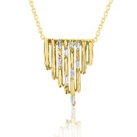 שרשרת ותליון זהב 14 קראט 0.08 קראט יהלומים 89043 - מחיר מבצע! 