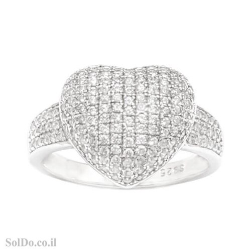 טבעת מכסף לב משובצת אבני זרקון  RG6256 | תכשיטי כסף | טבעות כסף