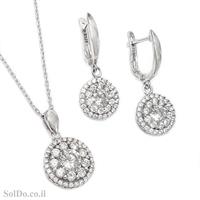 סט עגילים ותליון מכסף משובצים אבני זרקון  S1623