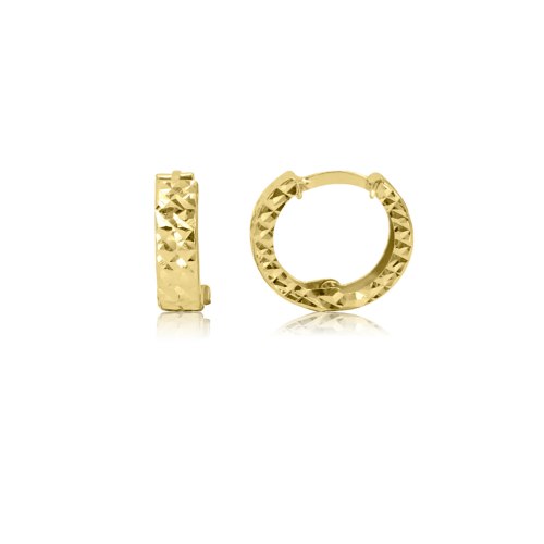 עגילי חישוק זהב חריטת לייזר קטנים 1.2 ס"מ