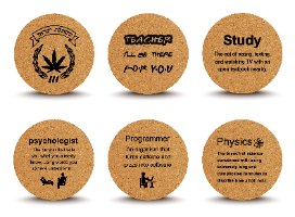 6 תחתיות עגולות נוספות על מקצועות