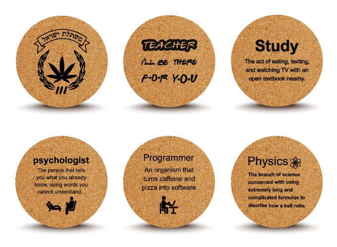 6 תחתיות עגולות נוספות על מקצועות