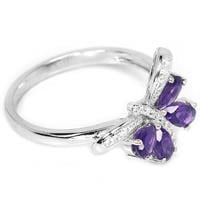 טבעת כסף "פרפר" משובצת אמטיסט סגול וזרקונים RG5633 | תכשיטי כסף 925 | טבעות כסף