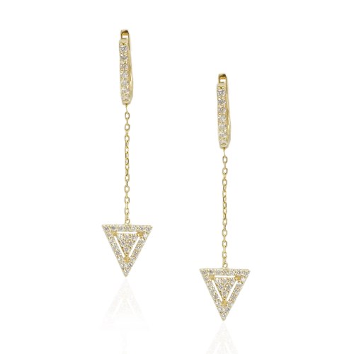 עגילי זהב נתלים פירמידה