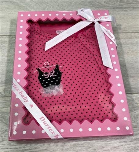 אוברול טריקו ארוך + כובע - נקודות אדום