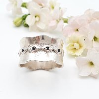 טבעת כסף טהור גלים בדוגמת מעויינים R-45