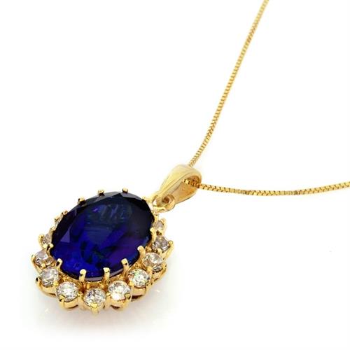 שרשרת ותליון בעיצוב דיאנה זהב ספיר וזרקונים