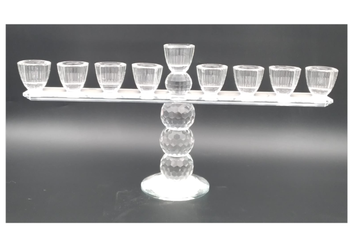 חנוכיית קריסטל מעוצבת בסיס עיגולים