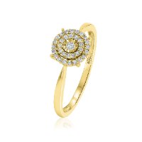 טבעת זהב 14 קראט 0.15 קראט יהלומים 89453 - מחיר מבצע! 