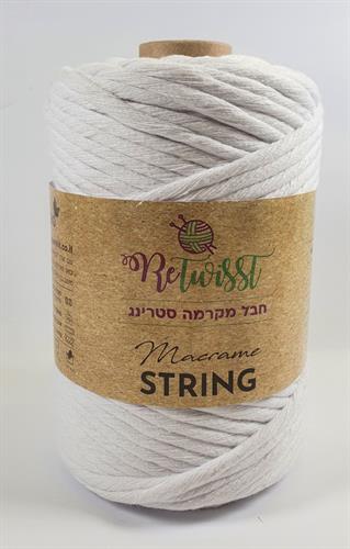 חוט מקרמה סינגל סטרינג 5 מ"מ 90 מ' - לבן