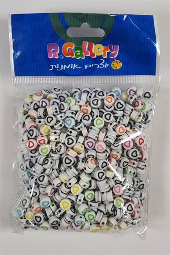 מיקס חרוזי לבבות צבעוני - 100 גר'