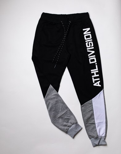 מכנסי פרנצ'טרי ארוכים שילוב כיתוב צבע שחור גברים