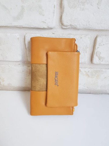 ארנק דמוי עור גדול חרדל 4046