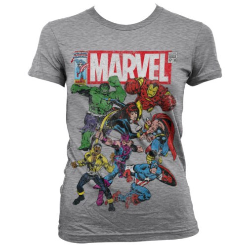 Marvel Team Up גזרת נשים - אפור