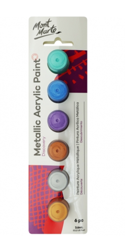 סט צבעי אקריל מטאלי 6 יח 3.6 מ"ל