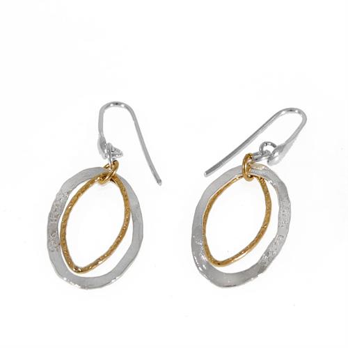 E-18 עותק של עגילי אובל כסף וגולדפילד  14K