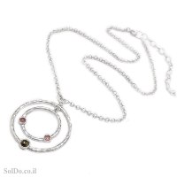 תליון מכסף מעוצב משובץ אבני טורמלין T6146 | תכשיטי כסף